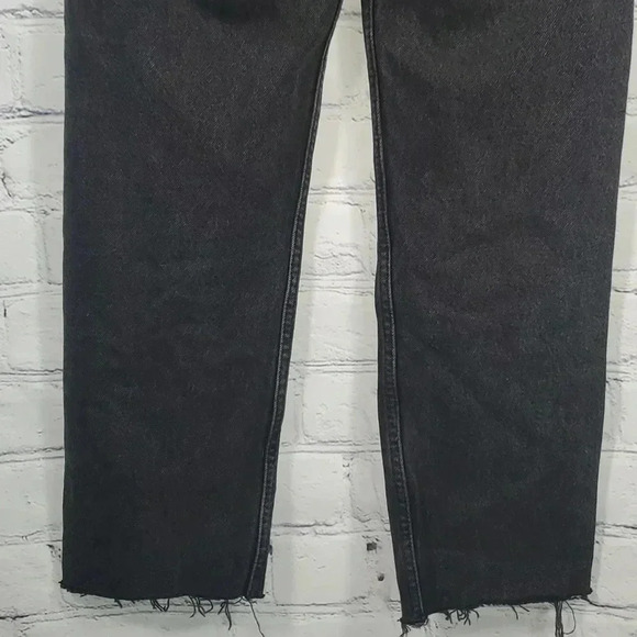 Zara Women's Relaxed Baggy Fit Button Up Black Non Distressed  Unhem Jeans Sz 2 - Picture 8 of 12